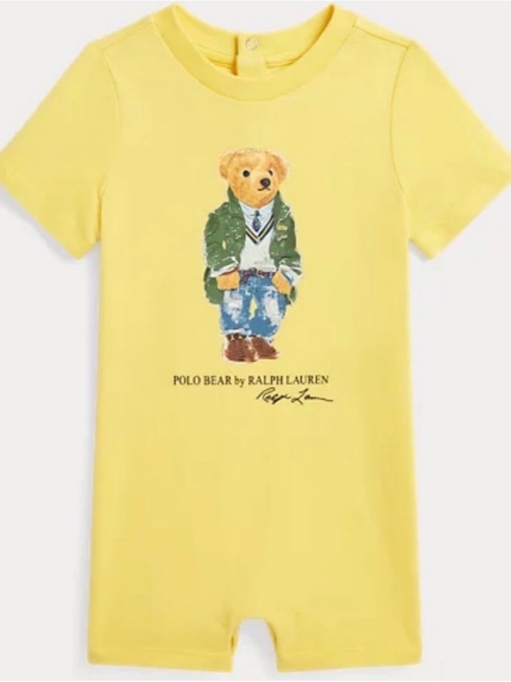 Ralph Lauren Yellow Polo Bear Short Sleeve Romper